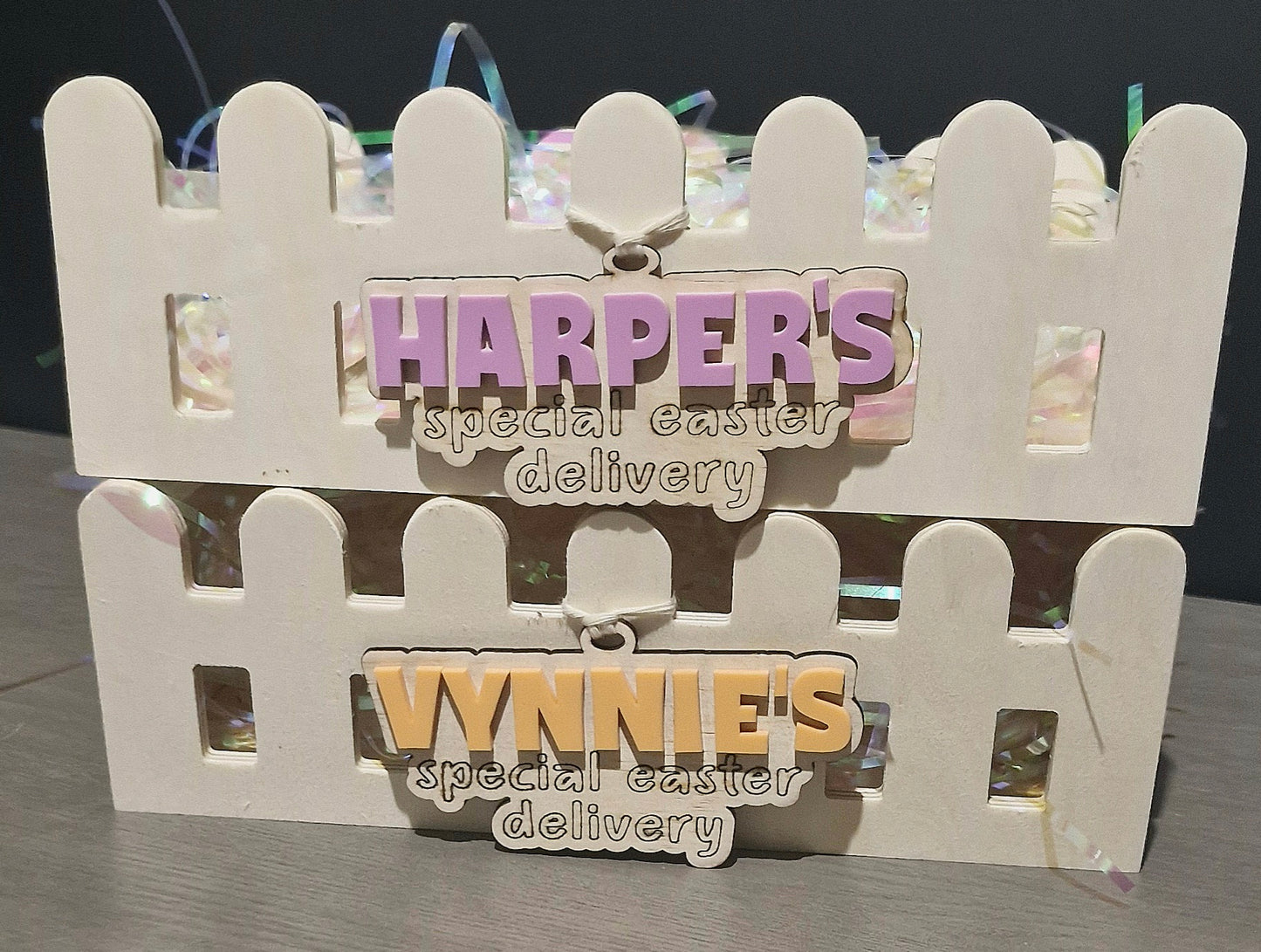 Easter baskets plus personalised tag