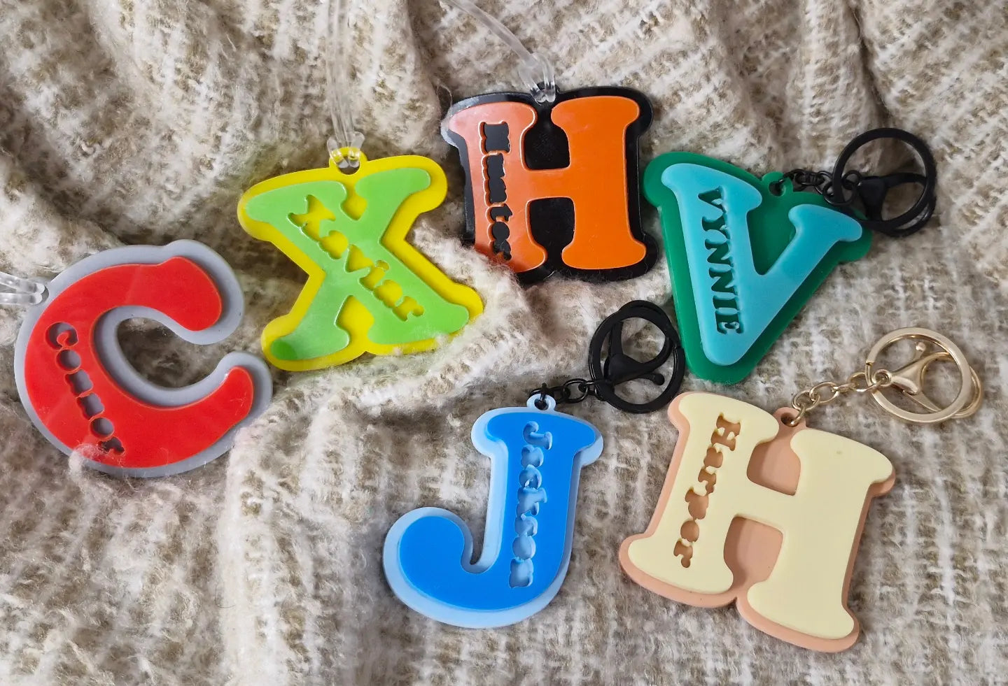 Layered Letter Keyring