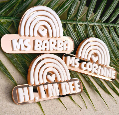 Mirrored name badge