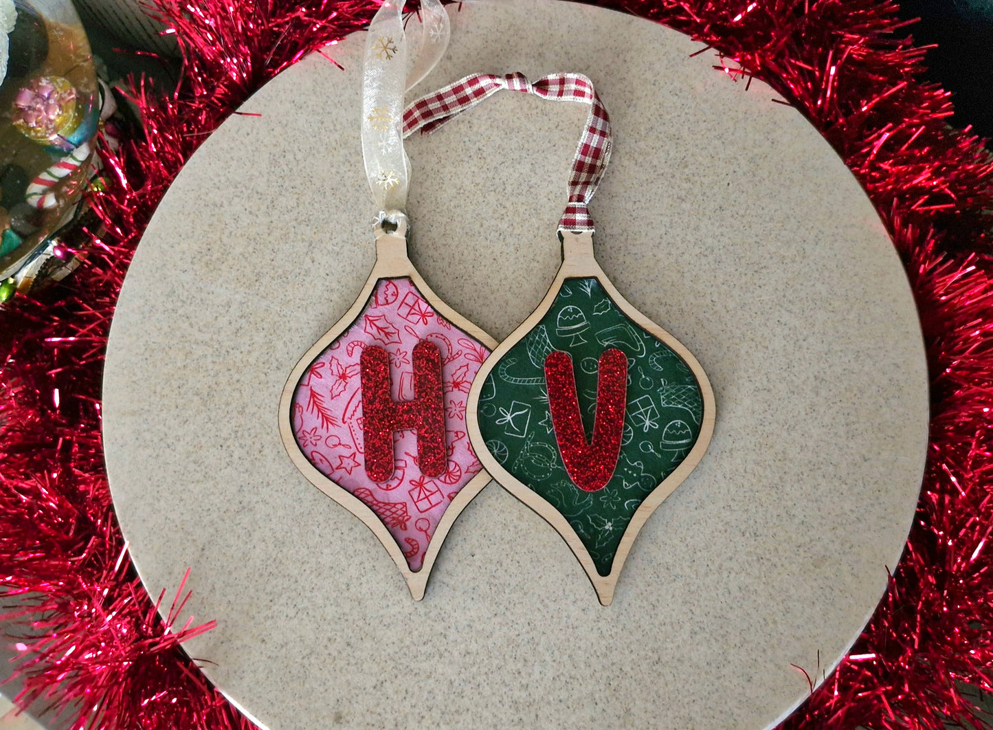 Fabric Letter Christmas ornaments