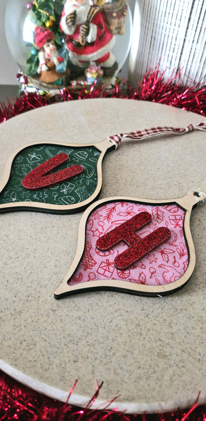 Fabric Letter Christmas ornaments