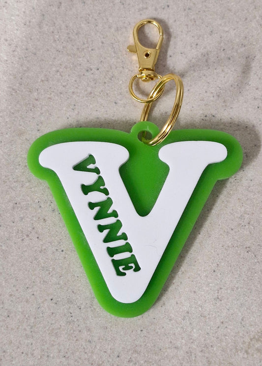 Layered Letter Keyring