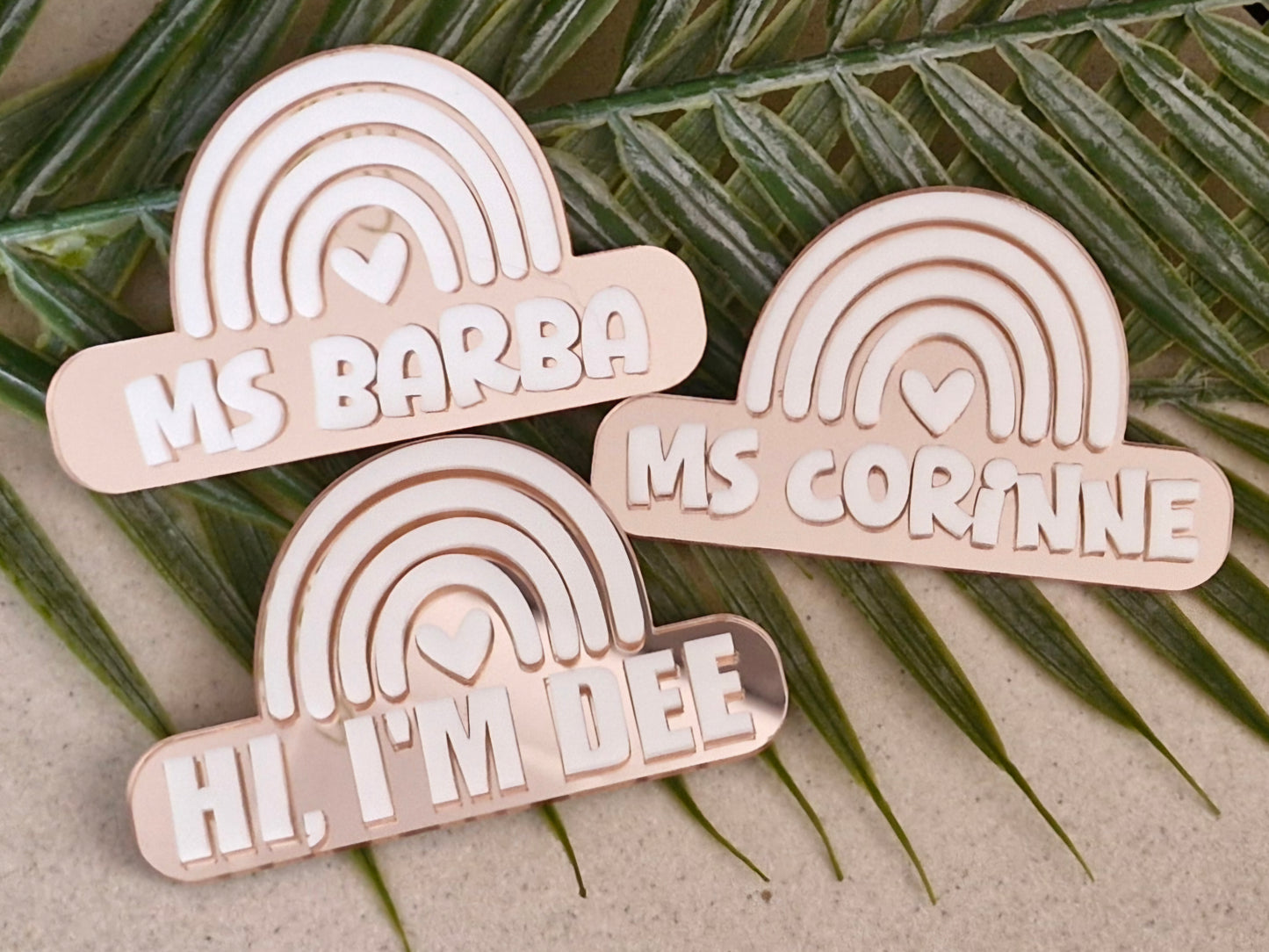 Mirrored name badge