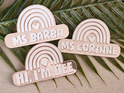 Mirrored name badge